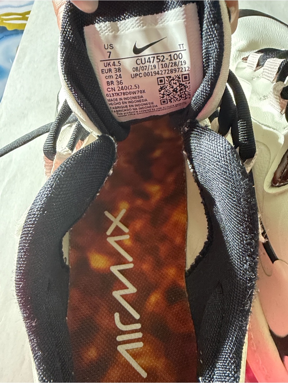 Nike Air Max 270 React Tortoise Shell Sail Size 7 - Picture 4 of 16